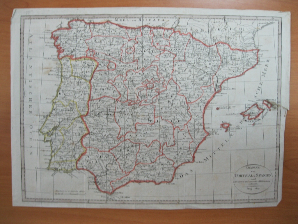 Mapa de España  y Portugal, 1807. Anónimo